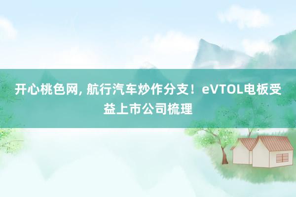 开心桃色网， 航行汽车炒作分支！eVTOL电板受益上市公司梳理