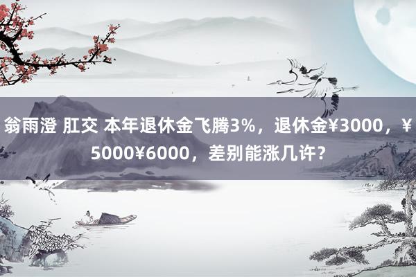 翁雨澄 肛交 本年退休金飞腾3%，退休金¥3000，¥5000¥6000，差别能涨几许？