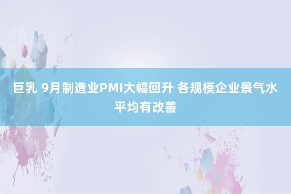 巨乳 9月制造业PMI大幅回升 各规模企业景气水平均有改善