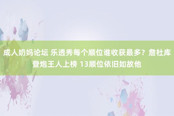 成人奶妈论坛 乐透秀每个顺位谁收获最多？詹杜库登炮王人上榜 13顺位依旧如故他