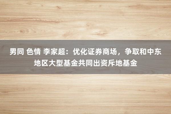 男同 色情 李家超：优化证券商场，争取和中东地区大型基金共同出资斥地基金