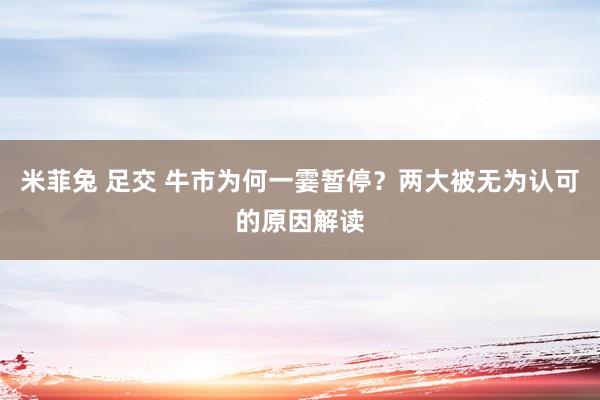 米菲兔 足交 牛市为何一霎暂停？两大被无为认可的原因解读