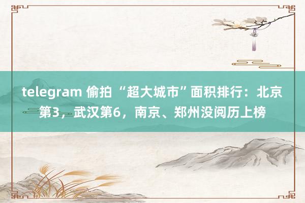 telegram 偷拍 “超大城市”面积排行：北京第3，武汉第6，南京、郑州没阅历上榜