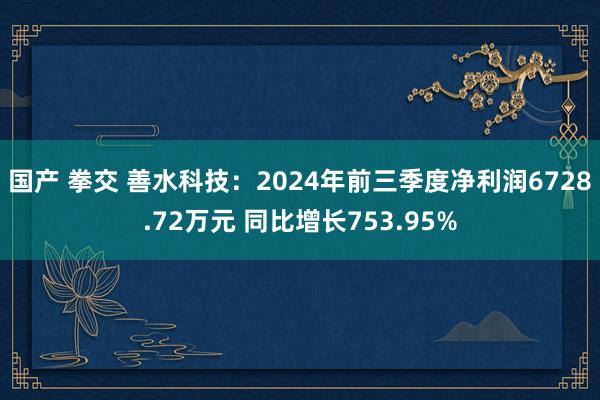 国产 拳交 善水科技：2024年前三季度净利润6728.72万元 同比增长753.95%