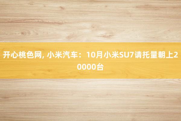 开心桃色网， 小米汽车：10月小米SU7请托量朝上20000台