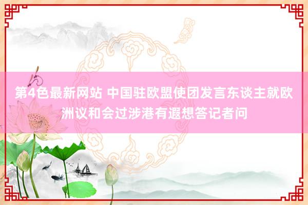 第4色最新网站 中国驻欧盟使团发言东谈主就欧洲议和会过涉港有遐想答记者问