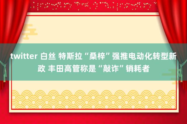 twitter 白丝 特斯拉“桑梓”强推电动化转型新政 丰田高管称是“敲诈”销耗者