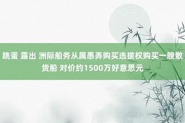 跳蛋 露出 洲际船务从属愚弄购买选拔权购买一艘散货船 对价约1500万好意思元