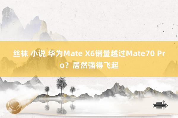 丝袜 小说 华为Mate X6销量越过Mate70 Pro？居然强得飞起