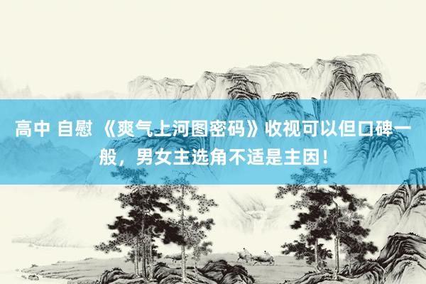 高中 自慰 《爽气上河图密码》收视可以但口碑一般，男女主选角不适是主因！