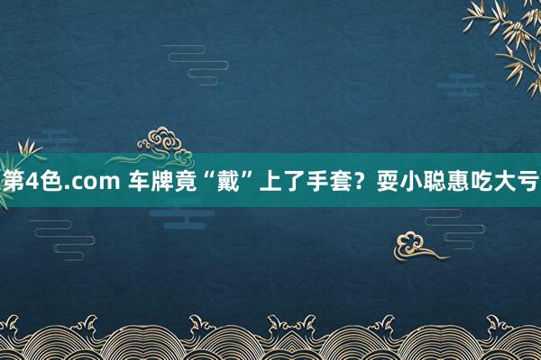 第4色.com 车牌竟“戴”上了手套？耍小聪惠吃大亏