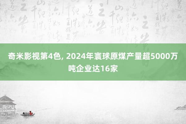 奇米影视第4色， 2024年寰球原煤产量超5000万吨企业达16家