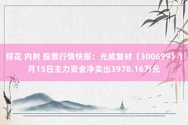 探花 内射 股票行情快报：光威复材（300699）1月15日主力资金净卖出3978.16万元