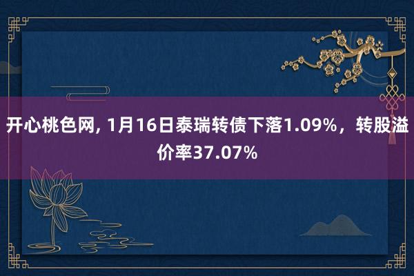 开心桃色网， 1月16日泰瑞转债下落1.09%，转股溢价率37.07%